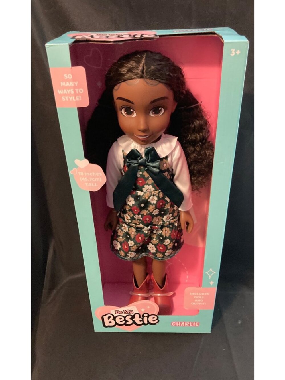 Be My Bestie Charlie 18” Doll Dark Brown Hair Floral Outfit